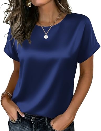 Zeagoo Women's Short Sleeve Satin Blouse: $11.47