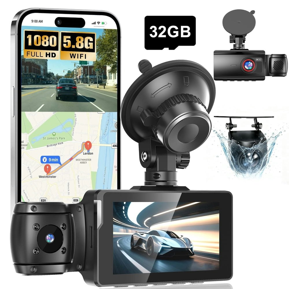 3-Channel Front and Rear Interior 1080p Dash Cam: $39.98 3-Channel Front and Rear Interior 1080p Dash Cam: $39.98