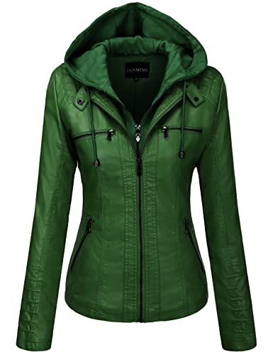 Tanming Women's Hooded Faux Leather Moto Biker Jacket: $49.28 Tanming Women's Hooded Faux Leather Moto Biker Jacket: $49.28