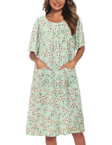 Cosuniony Women's Cotton Short Sleeve Button-Down Duster Robe: $14.98