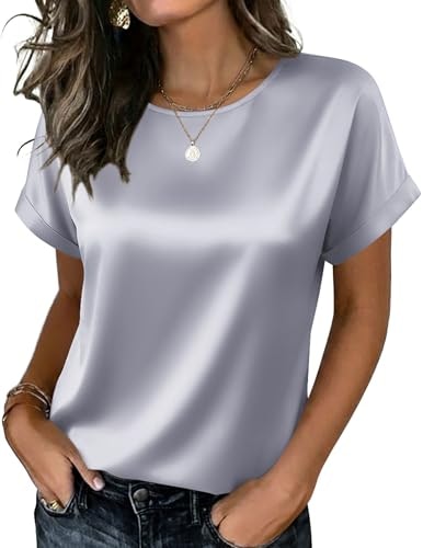 Zeagoo Women's Short Sleeve Satin Blouse: $12.74