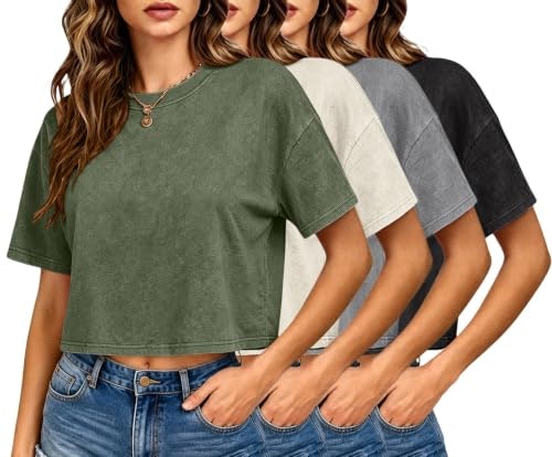 Women's Acid Wash Cropped T-Shirt 4-Pack: $39.08 Women's Acid Wash Cropped T-Shirt 4-Pack: $39.08