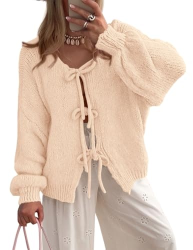 Prettygarden Women's Tie Front Bow Cardigan Sweater: $31.98 Prettygarden Women's Tie Front Bow Cardigan Sweater: $31.98