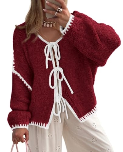 Prettygarden Women's Tie Front Bow Cardigan Sweater: $31.98 Prettygarden Women's Tie Front Bow Cardigan Sweater: $31.98