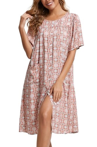 Cosuniony Women's Short Sleeve Cotton House Duster Robe: $14.98 Cosuniony Women's Short Sleeve Cotton House Duster Robe: $14.98