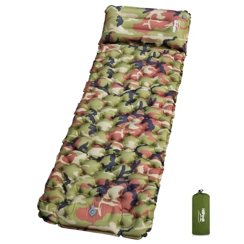 HiiPeak Inflatable Sleeping Pad with Built-in Foot Pump and Pillow: $23.45