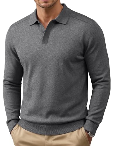 Coofandy Men's Long Sleeve Knit Polo Sweater: $24.69