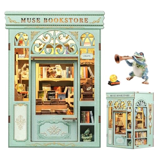 Fsolis Muse Bookstore 3D Wooden Book Nook Puzzle Kit: $24.74