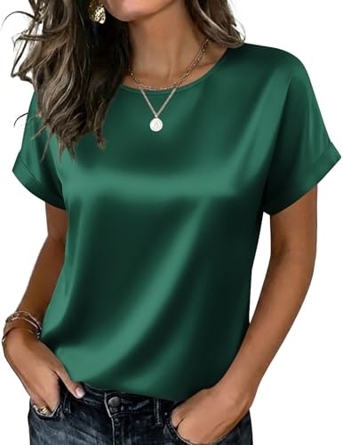 Zeagoo Women's Satin Short Sleeve Blouse: $11.47 Zeagoo Women's Satin Short Sleeve Blouse: $11.47