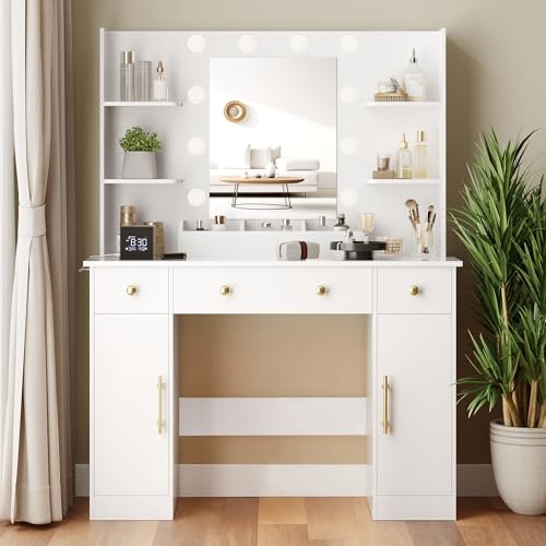 Wodeer 43-Inch Makeup Vanity Desk with Mirror and Lights: $152.98 Wodeer 43-Inch Makeup Vanity Desk with Mirror and Lights: $152.98