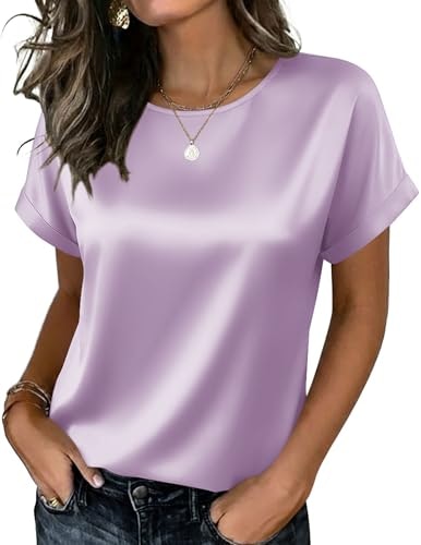 Zeagoo Women's Satin Short Sleeve Blouse: $12.74 Zeagoo Women's Satin Short Sleeve Blouse: $12.74