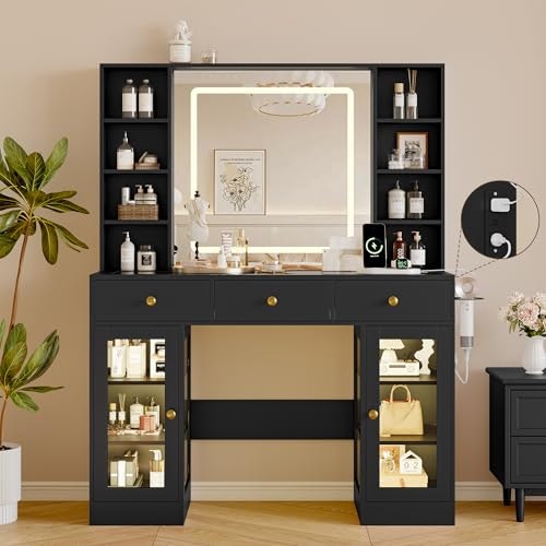 43-Inch Makeup Vanity Desk with Mirror and LED Lights: $229.49 43-Inch Makeup Vanity Desk with Mirror and LED Lights: $229.49