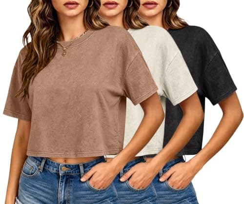 Women's Acid Wash Short Sleeve Cropped T-Shirt 3-Pack: $31.44 Women's Acid Wash Short Sleeve Cropped T-Shirt 3-Pack: $31.44