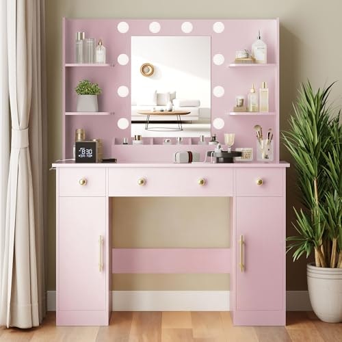Wodeer 43-Inch Makeup Vanity Desk with Mirror and Lights: $137.69 Wodeer 43-Inch Makeup Vanity Desk with Mirror and Lights: $137.69