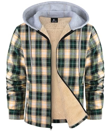 Wenttuo Men's Sherpa-Lined Flannel Plaid Jacket: $43.69 Wenttuo Men's Sherpa-Lined Flannel Plaid Jacket: $43.69