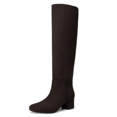 Athlefit Women's Knee High Chunky Heel Suede Boots: $45.99