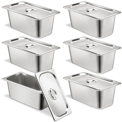 Tsubor 1/3-Size 6-Inch Stainless Steel Hotel Pans 6-Pack: $63.74