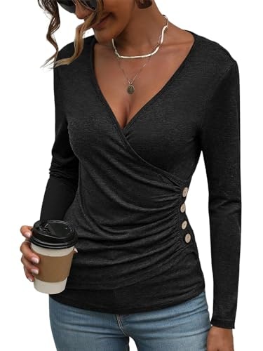 EasyGala Women's Long Sleeve V-Neck Slim Fit Top: $14.99