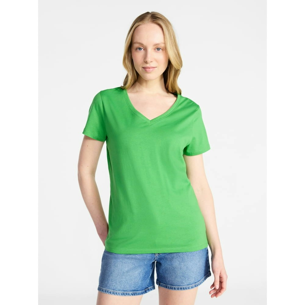 Time and Tru Women's Cotton V-Neck Short Sleeve Tee: $1.30 Time and Tru Women's Cotton V-Neck Short Sleeve Tee: $1.30