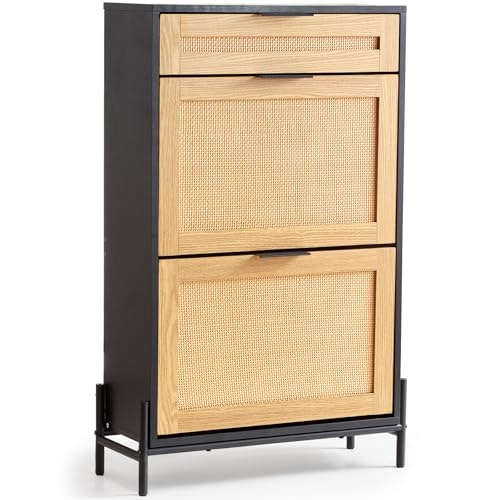 Vevor 3-Drawer Rattan Shoe Cabinet: $60.67