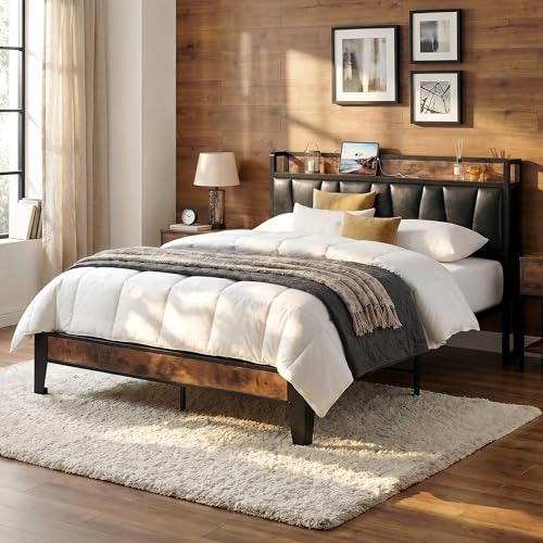 Likimio Queen Bed Frame with Storage Headboard and Charging Station: $144.29 Likimio Queen Bed Frame with Storage Headboard and Charging Station: $144.29