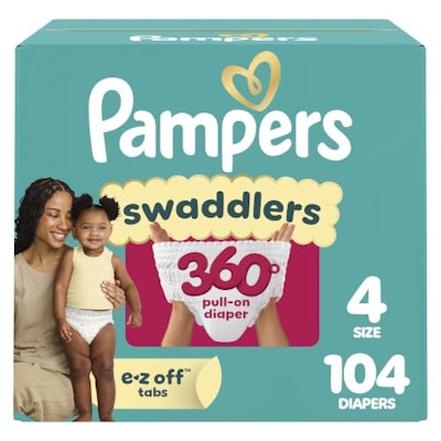 Pampers Swaddlers 360 Size 4 Diapers 104-Count for $33 + free shipping w/ Prime