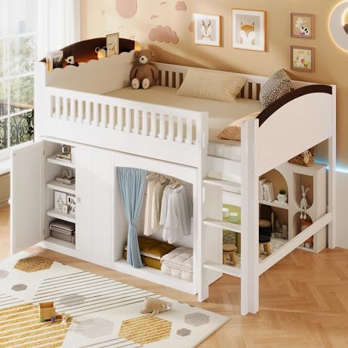Merax Full Wood Loft Bed with Storage Cabinet and Wardrobe: $308.99 Merax Full Wood Loft Bed with Storage Cabinet and Wardrobe: $308.99