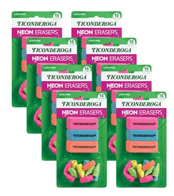 Ticonderoga Neon Erasers 120-Count Pack for $6 + free shipping w/ Prime
