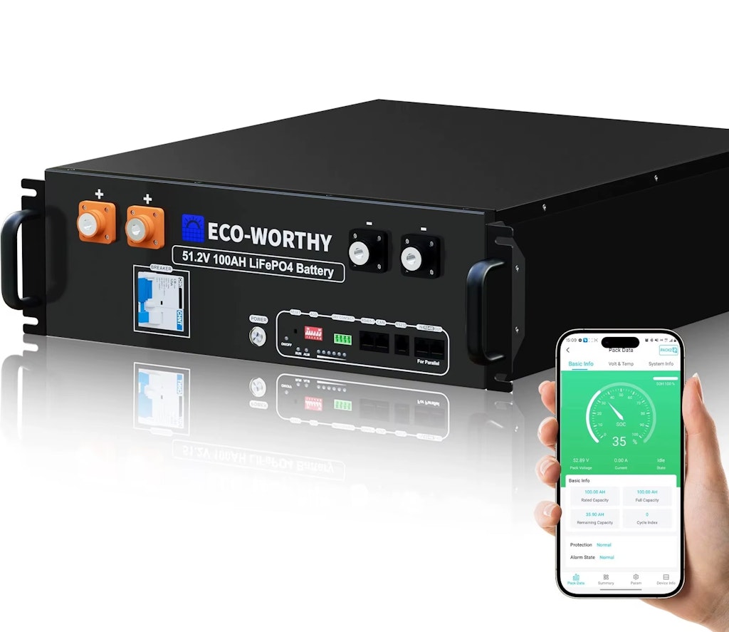 Eco-Worthy 48V 100Ah LiFePO4 Lithium Server Rack Battery w/ Bluetooth: $608 Eco-Worthy 48V 100Ah LiFePO4 Lithium Server Rack Battery w/ Bluetooth: $608