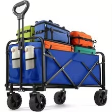 Heavy Duty Foldable Wagon Cart w/ All-Terrain Wheels & Drink Holders: $18