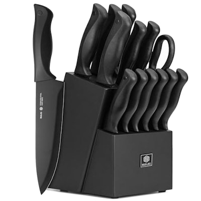 Nulas 15-Piece Kitchen Knife Set with Block and Built-in Sharpener for $30 + free shipping