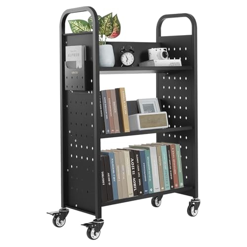Vevor 330-lb Capacity Rolling Library Book Cart: $102.99
