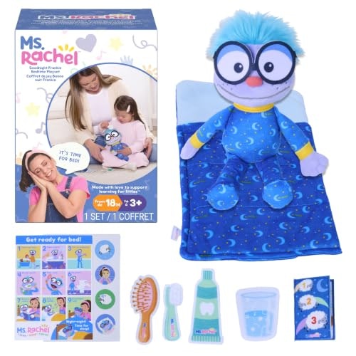 Ms. Rachel Goodnight Frankie Bedtime Plush Toy with Sleeping Bag: $17