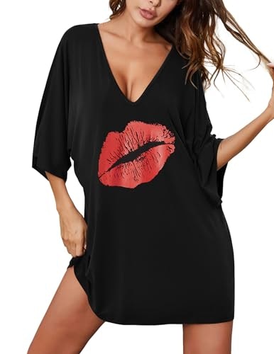 Ekouaer Deep V-Neck Nightgown: $14.19 Ekouaer Deep V-Neck Nightgown: $14.19
