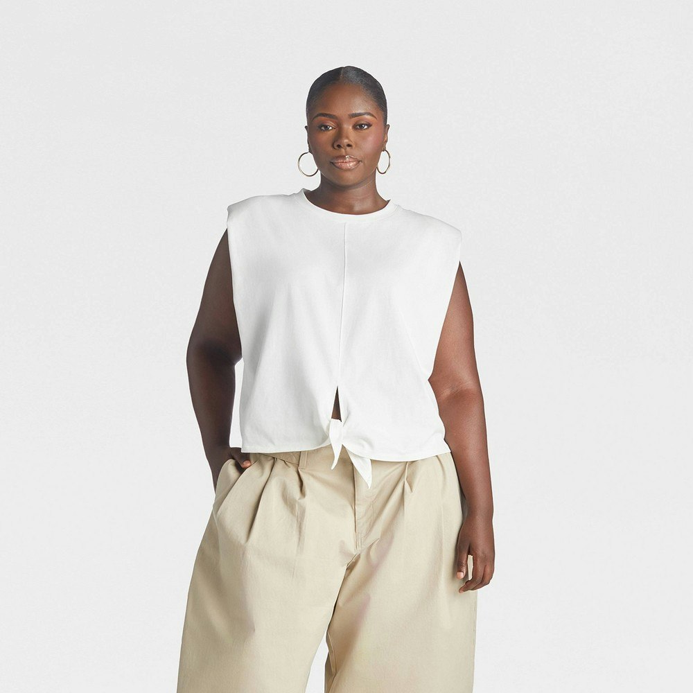 Kahlana Women's Tie-Front Sleeveless Tank 4X: $22 Kahlana Women's Tie-Front Sleeveless Tank 4X: $22