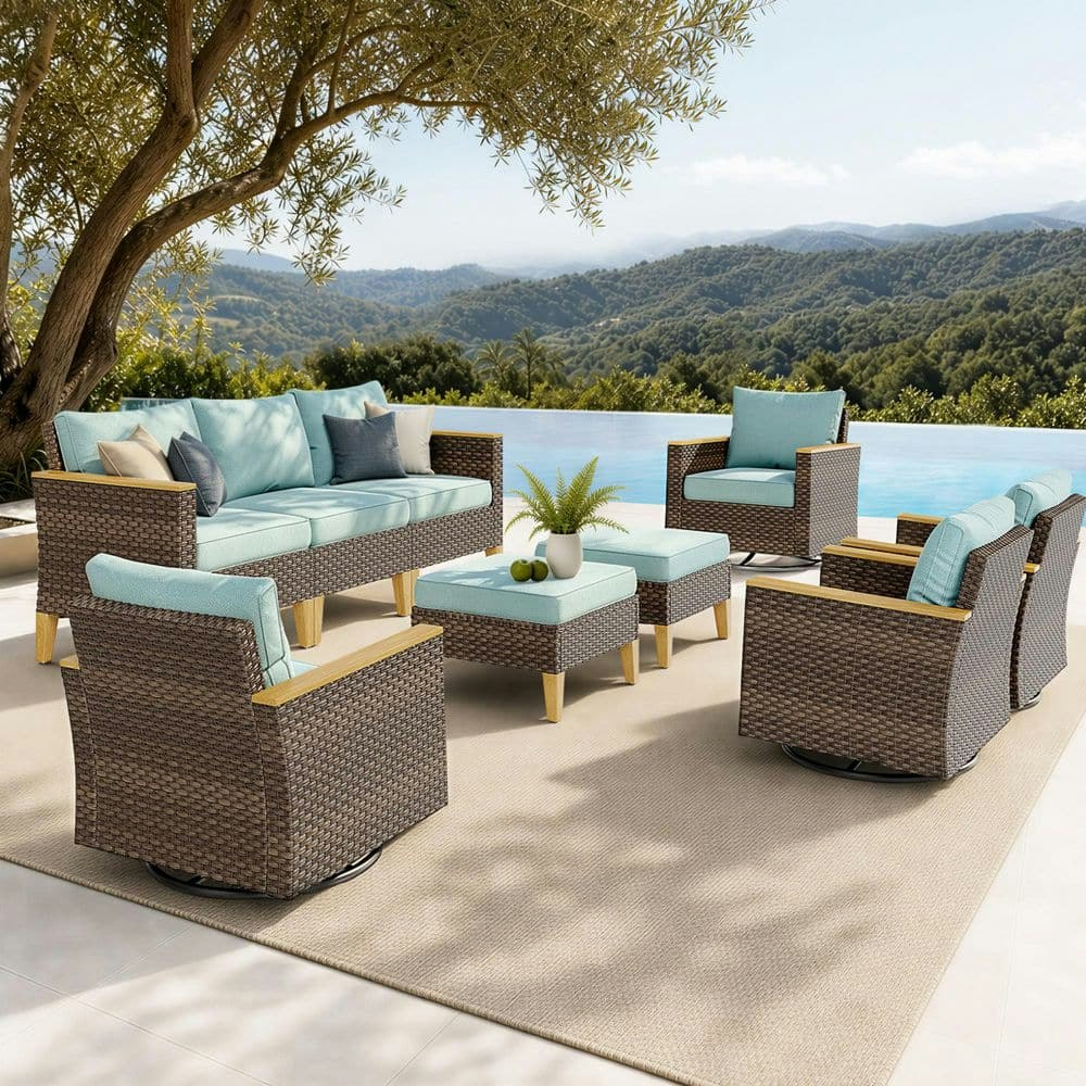 9-Piece Brown Wicker Rattan Outdoor Patio Sectional Set: $1,299.99 9-Piece Brown Wicker Rattan Outdoor Patio Sectional Set: $1,299.99