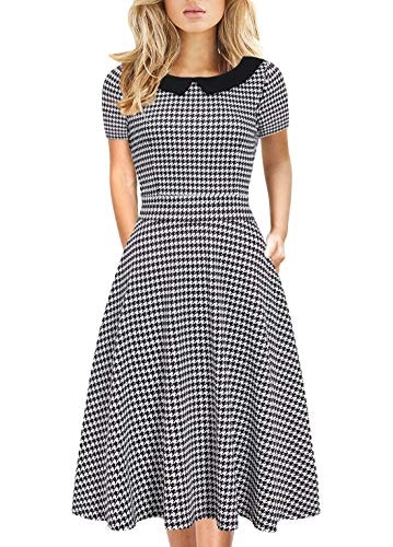 Women's Vintage Peter Pan Collar A-Line Swing Dress: $31.49