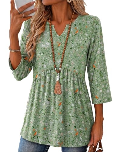 Zeagoo Women's 3/4 Sleeve V-Neck Boho Tunic: $9.98
