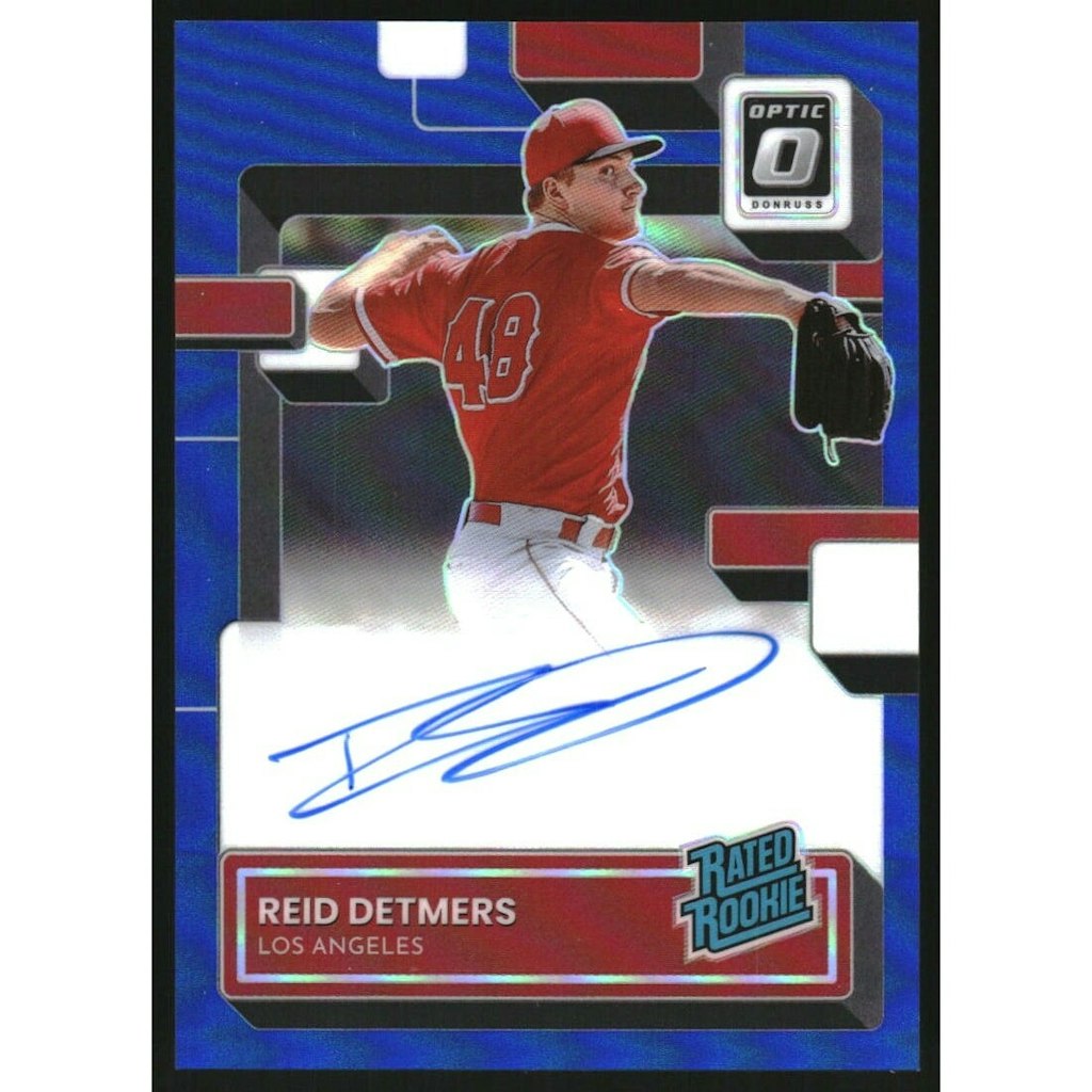 2022 Donruss Optic Reid Detmers Rated Rookies Signatures Blue Parallel #/49: $10.80 2022 Donruss Optic Reid Detmers Rated Rookies Signatures Blue Parallel #/49: $10.80