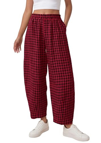 Prettygarden Women's Plaid Barrel Pants: $23.79