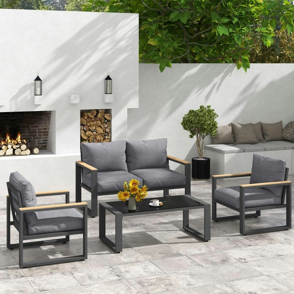 4-Piece Aluminum Outdoor Patio Conversation Set: $949.99