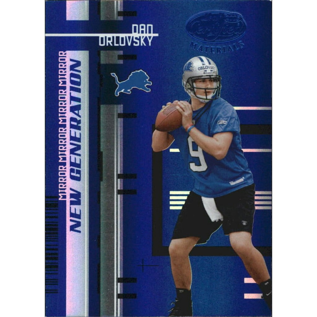 2005 Leaf Certified Materials Mirror Blue Dan Orlovsky Card: $9 2005 Leaf Certified Materials Mirror Blue Dan Orlovsky Card: $9