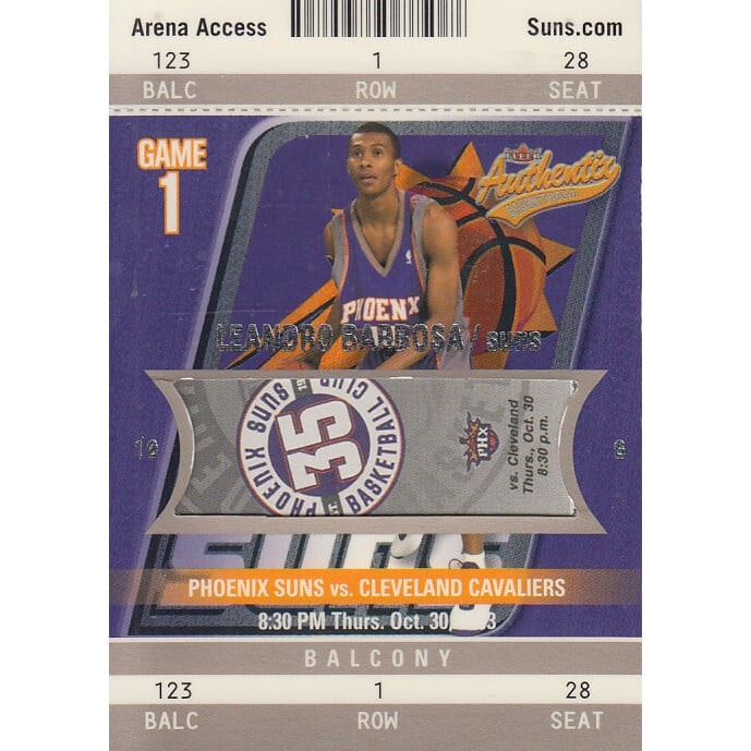 2003-04 Fleer Authentix Balcony Leandro Barbosa #123 Card: $7.20 2003-04 Fleer Authentix Balcony Leandro Barbosa #123 Card: $7.20
