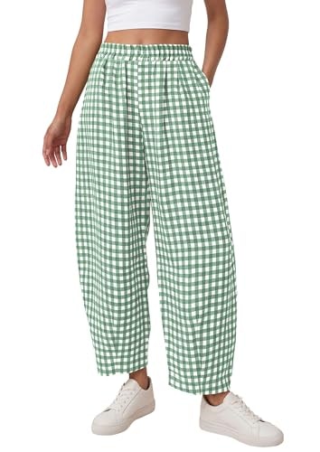 Prettygarden Women's Plaid Barrel Pants: $25.49