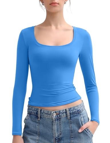 Pumiey Women's Long Sleeve Scoop Neck Slim Fit Tee: $19.98 Pumiey Women's Long Sleeve Scoop Neck Slim Fit Tee: $19.98