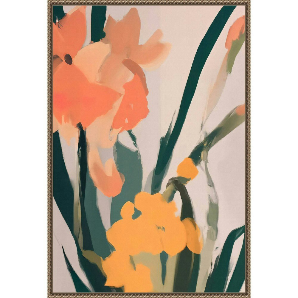 23"x33" Flower Petals Abstract Framed Canvas Wall Art: $153.99
