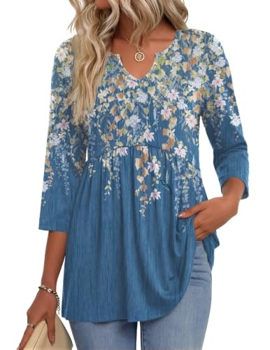 Zeagoo Women's V-Neck 3/4 Sleeve Ruched Blouse: $14.19