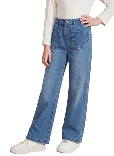 Blibean Girls Heart Pocket Straight Leg Denim Jeans: $28.49