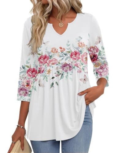 Zeagoo Women's V-Neck 3/4 Sleeve Ruched T-Shirt: $14.19 Zeagoo Women's V-Neck 3/4 Sleeve Ruched T-Shirt: $14.19