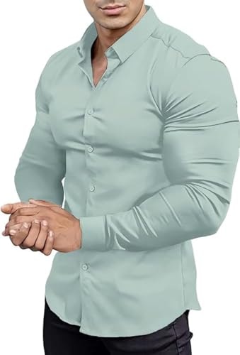 Eouoss Men's Muscle Fit Stretch Dress Shirt: $16.99 Eouoss Men's Muscle Fit Stretch Dress Shirt: $16.99